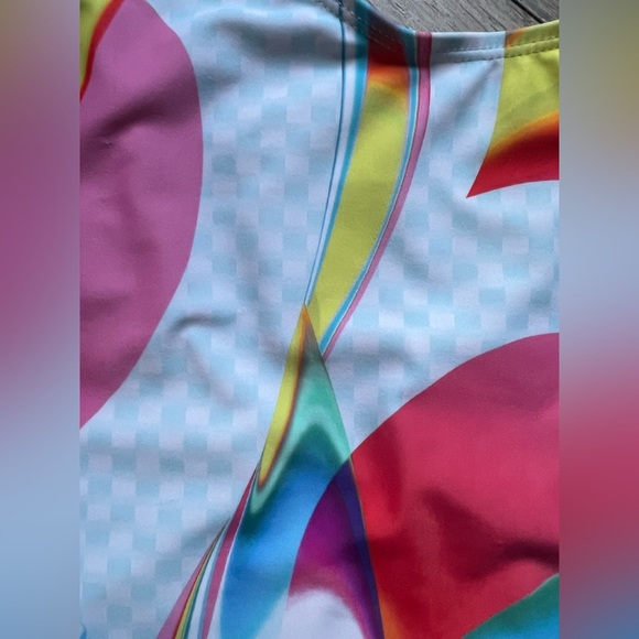 Fabletics Low Back Pride Carnaval Multicolor Stretch One Piece Swimsuit L NWT! - Picture 8 of 13
